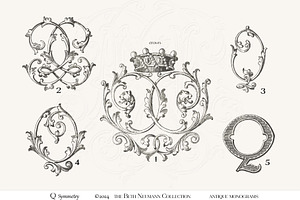 Antique Vintage Monogram Initial Q