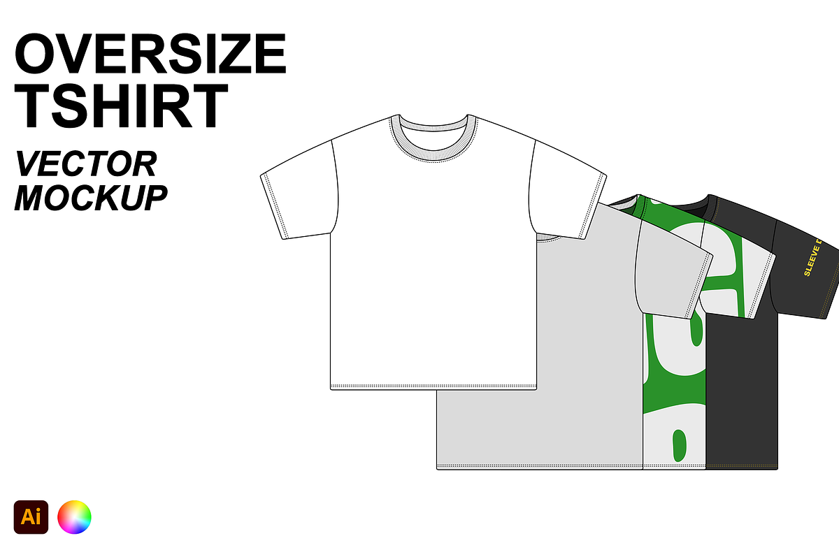 Oversize Tshirt Vector Flat Mockup, a Shirt Mockup by Infinity Mockups (Photo 1 of 8)