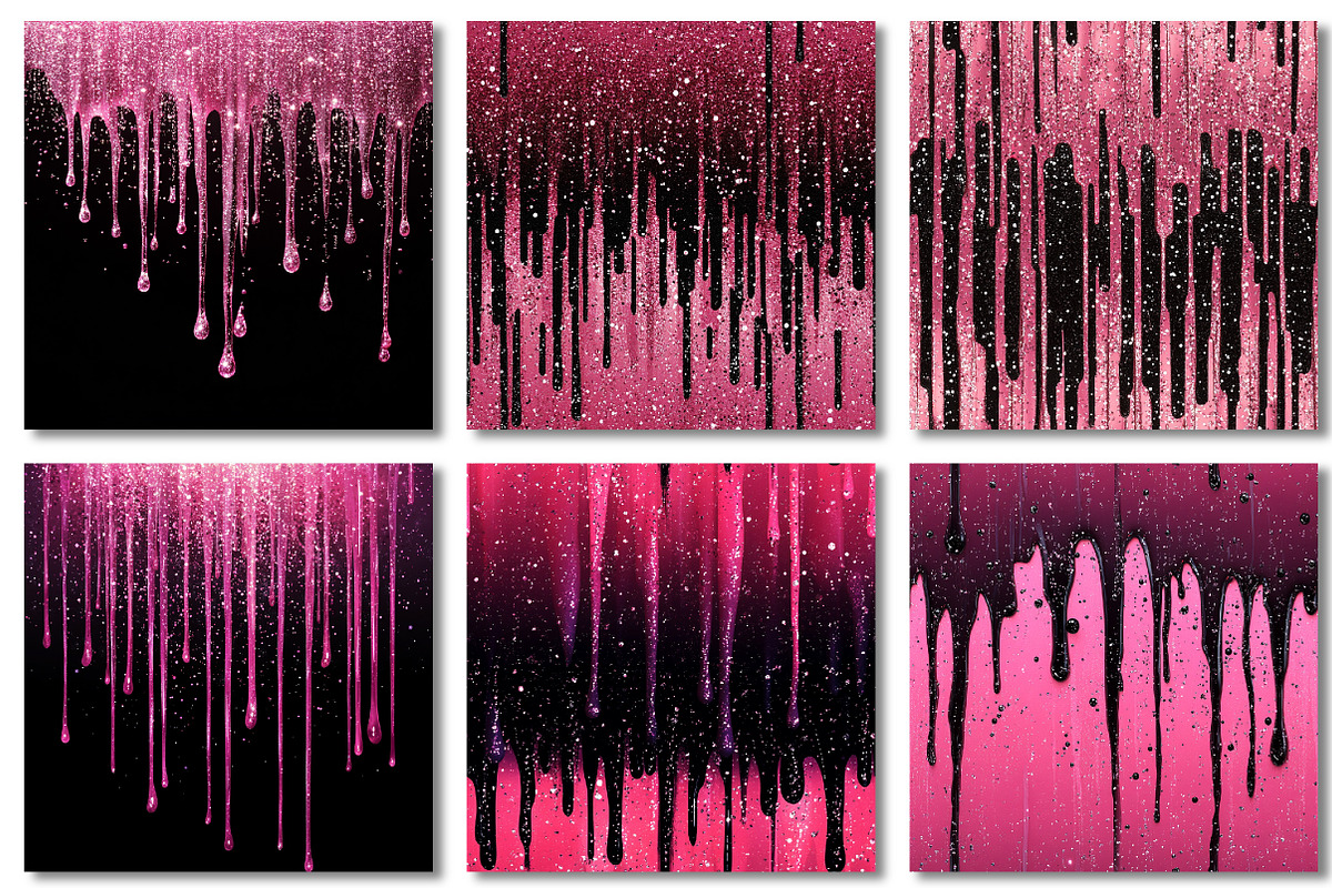 Pink Dripping Glitter Digital Paper, a Texture Graphic by Dream Creation (Photo 4 of 6)