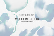 Blue and White Watercolour Clip Art, a Decorative Illustration by Pixafied (Thumbnail 1 of 4)