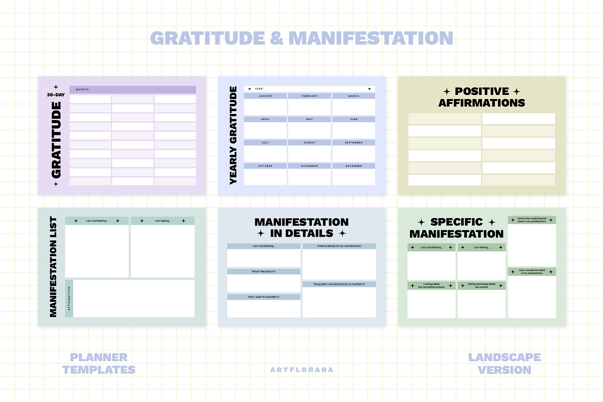 Gratitude & Manifestation Planners, a Stationery Template by Artflorara (Photo 9 of 10)