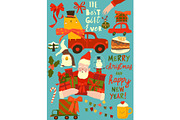 Cute Cartoon Set With Santa Claus, an Object Illustration by Maria Starus (Thumbnail 1 of 3)