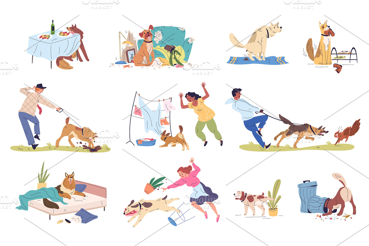Dog behavior problems. Broken puppy, an Animal Illustration by Stock-Smart-Start