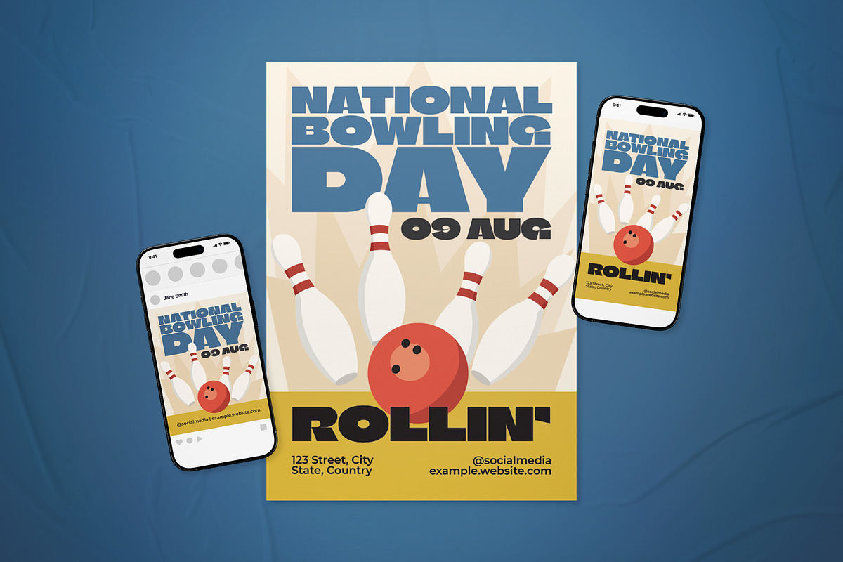 National Bowling Day Flyer Set, a Flyer Template by The Good Store (Photo 1 of 2)