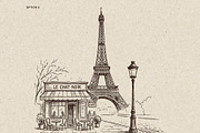 Parisian Streets Urban Sketch, a Background Graphic by Alara Studio (Thumbnail 8 of 9)