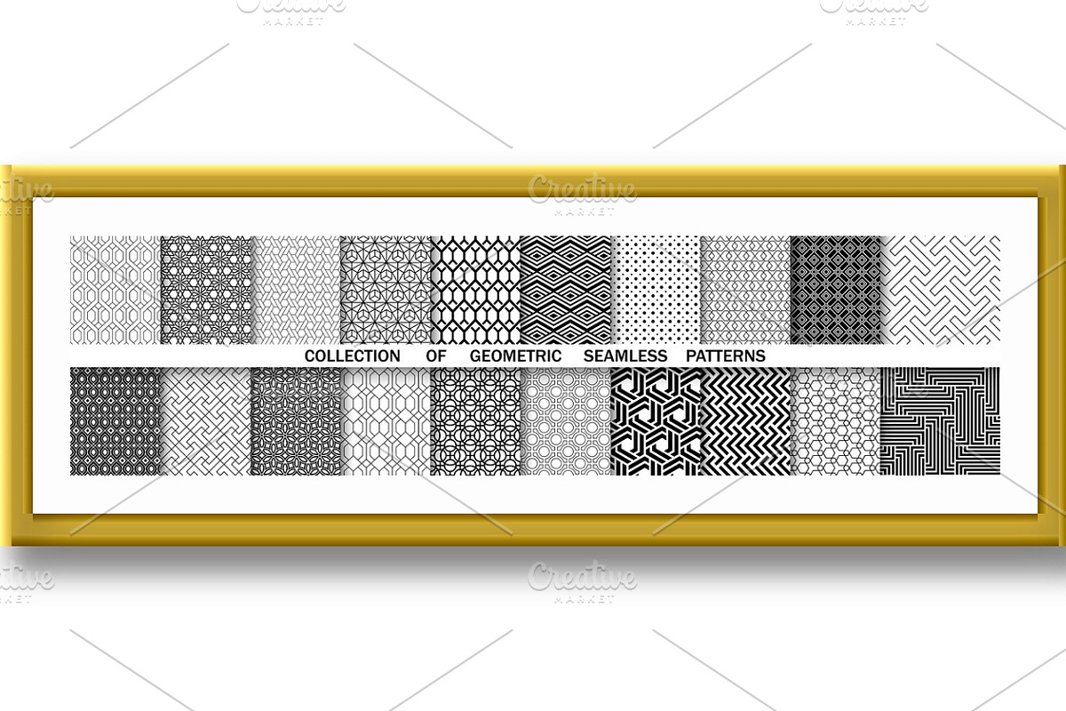 Geometric set of seamless black and, a Decorative Illustration by RODINA (Photo 2 of 3)