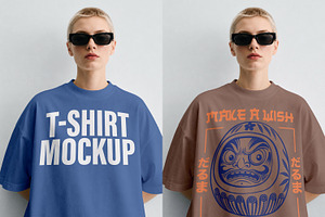 T-Shirt Mockup PSD - Female Model