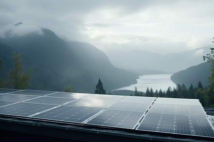 Solar panels installed in a remote location, in a beautiful area, a Technology Photo by Studio Light & Shade