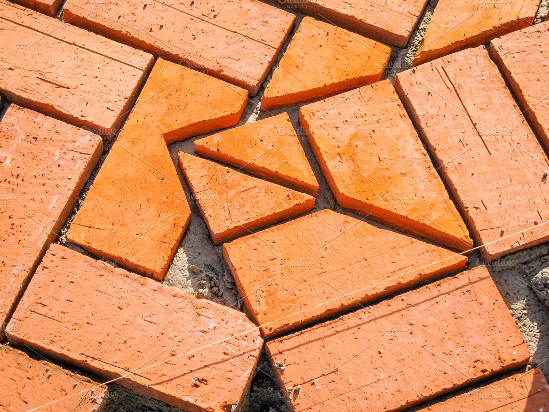 Orange brick paving stones