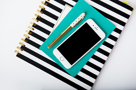 Teal and Black and White Planner