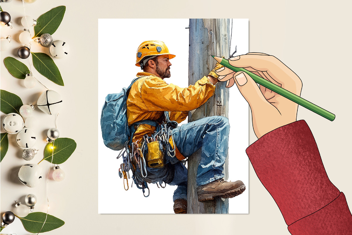 Electrician Watercolor Cliparts, an Illustration by RobertsArt (Photo 3 of 7)