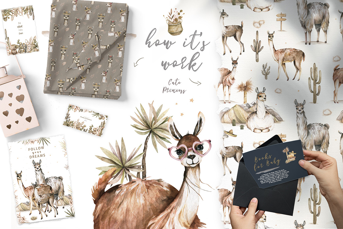 Cute Llama & Guanaco Watercolor Set, an Animal Illustration by Ann Art Houze (Photo 9 of 10)