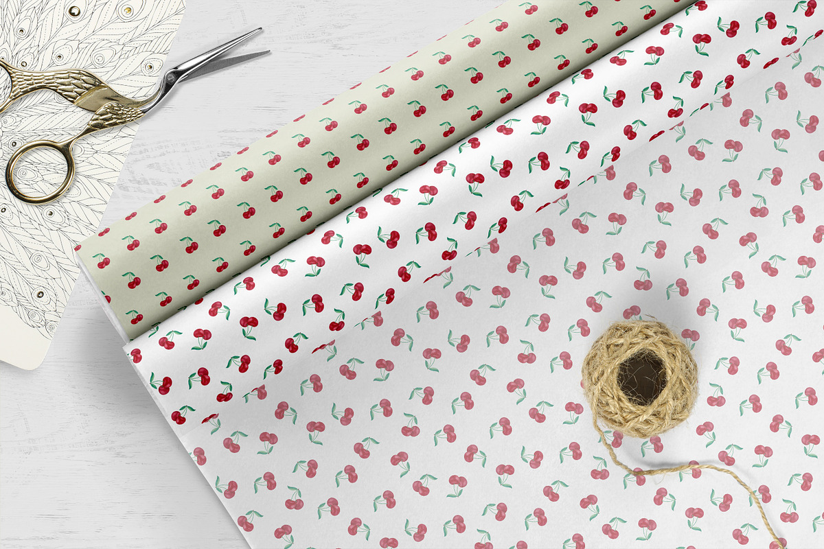 Watercolor Cherries Seamless Pattern, a Pattern Graphic by Oksana Dovhopol Art (Photo 10 of 11)