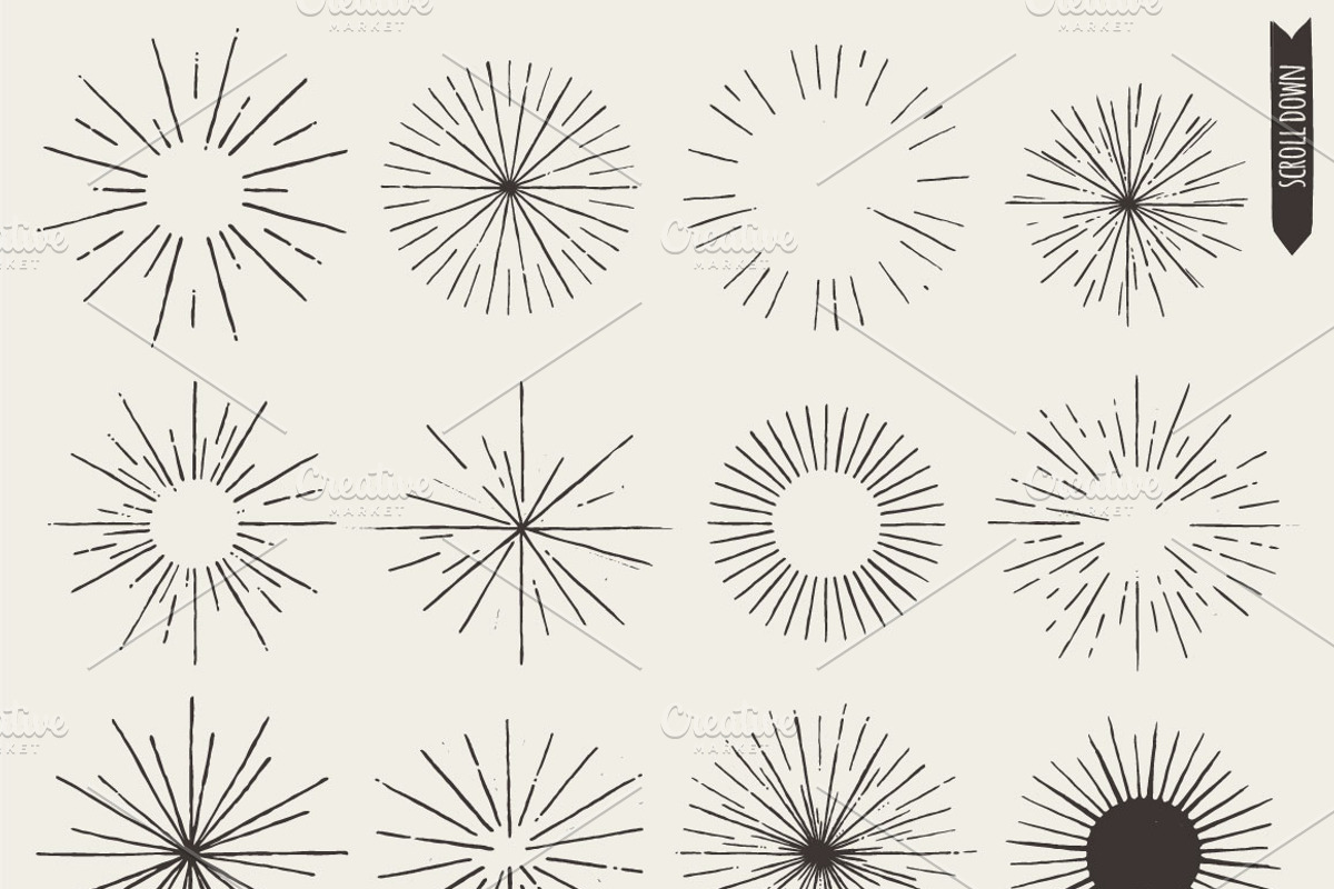 Hand Drawn Sunbursts, an Illustration by Stella's Graphic Supply (Photo 4 of 4)
