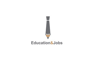 Tie and pencil logo symbolizing jobs, an Object Illustration by LogosDen