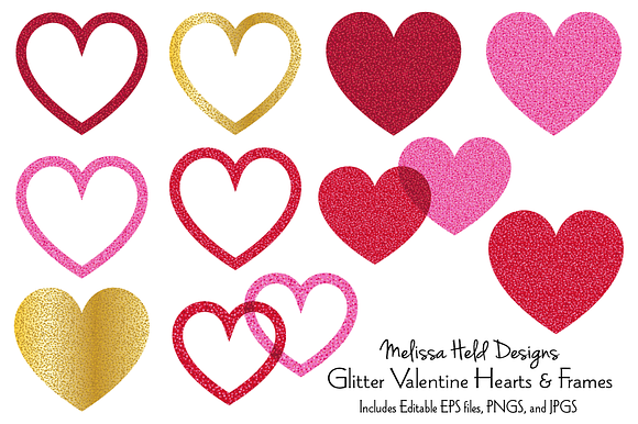 Glitter Valentine Hearts and Frames preview 2