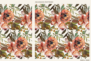 Watercolor Autumn Floral Clipart Set