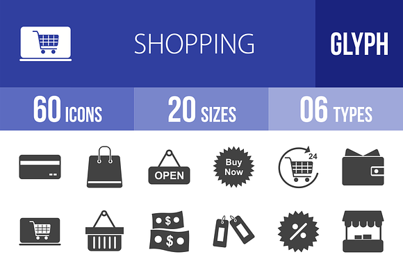 60 Shopping Glyph Icons