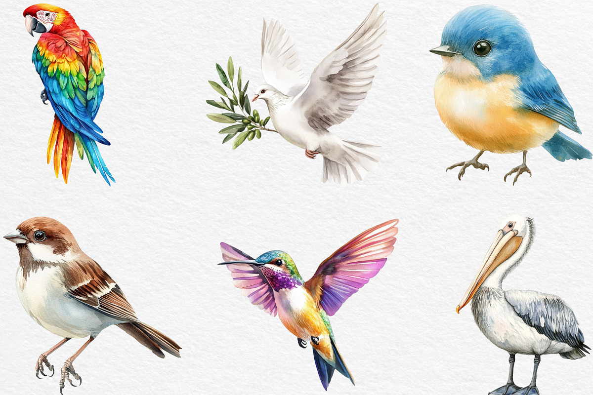 Cute Birds Clipart, an Illustration by Black Bird Studio (Photo 5 of 6)