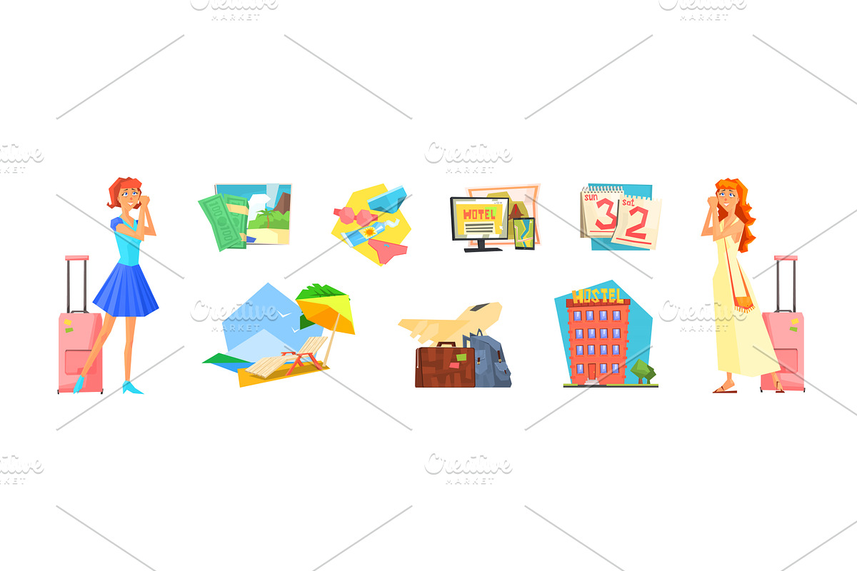 Beach Stuff for Summer Travel and, an Object Illustration by TopVectors