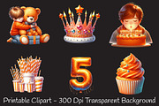 Kids Orange Birthday Watercolor Pngs, an Illustration by RobertsArt (Thumbnail 3 of 7)