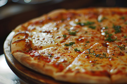 Fresh homemade pizza with cheese and meat, a Food & Drink Photo by AlyaAnd