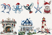 Merry Maritime Christmas Clipart, an Illustration by NadiaTheronArt (Thumbnail 3 of 5)