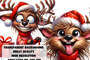 Funny Christmas reindeers clipart, an Animal Illustration by AnetArtStore (Thumbnail 5 of 8)