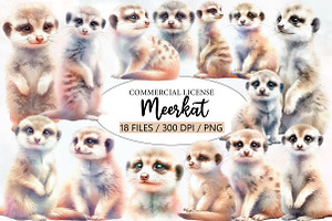 Watercolor Meerkat clipart, an Illustration by Designworld