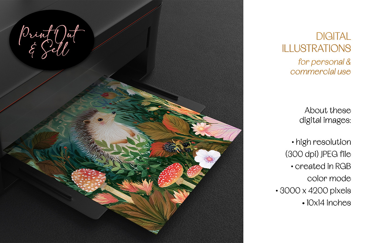 Forest Friends Botanicals Card Set, an Animal Illustration by The Dutch Lady Designs (Photo 2 of 7)