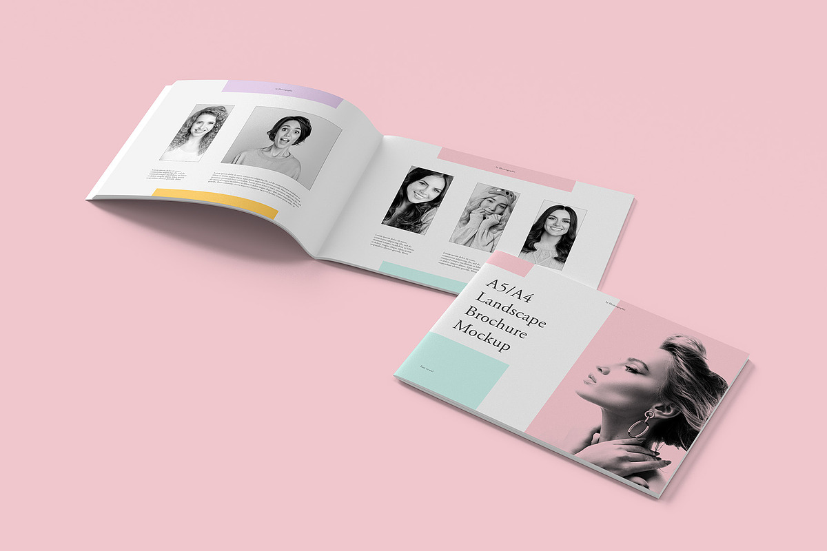 5 A4 Landscape Brochure Mockup, a Books & Magazine Mockup by Illusiongraphic (Photo 8 of 25)