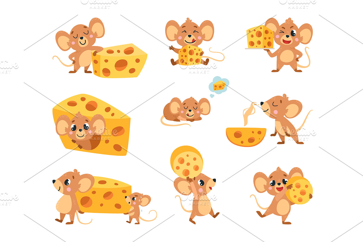Mouse and cheese. Mice with, an Animal Illustration by LadadikArt