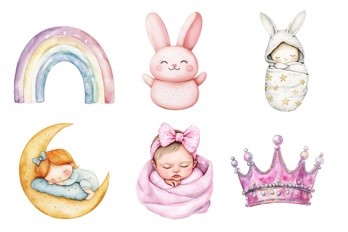 Baby Girls Clipart, an Illustration by Daily.Designs (Photo 5 of 5)