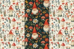 10 Gnome Retreat Seamless Patterns