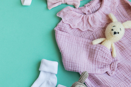 Set of pink clothes and accessories for newborn baby. Knitted to, a Beauty & Fashion Photo by Olena Rudo