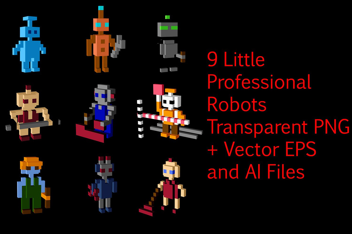 9 Little Professional Robots, an Object Illustration by Kseniya-Omega (Photo 1 of 4)