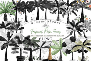 Watercolor Tropical Palm Trees, an Illustration by DreamCafeArt