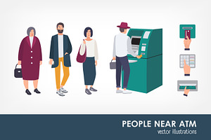 People queue near ATM, a Finance Illustration by Good Studio