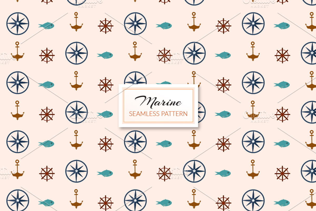 Marine Seamless Pattern, a Pattern Graphic by gina_art