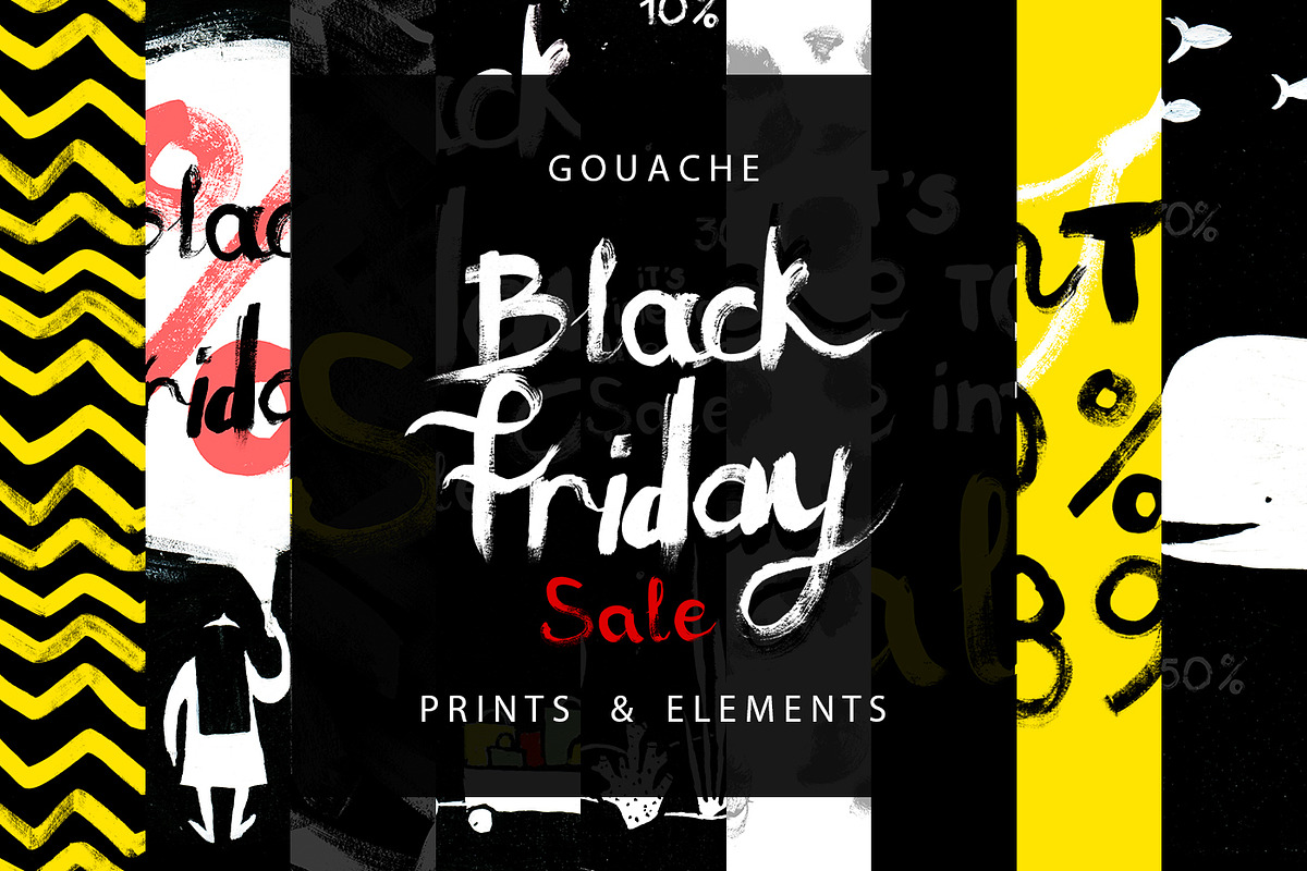 Gouache Black Friday & Sale Designs, an Illustration by ⚞ Kind Illustration ⚟ (Photo 1 of 8)