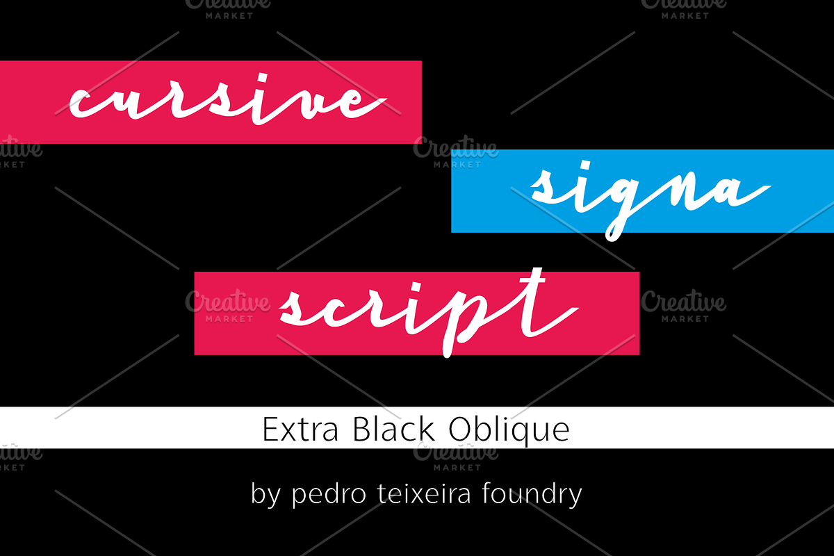 Cursive Signa Script Extra Black Obl, a Script Font by vectalex (Photo 1 of 2)