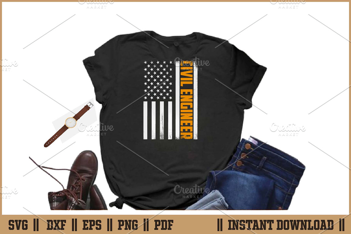 American Flag Civil Engineer SVG, a Work Illustration by Handy Arts Studio (Photo 2 of 3)