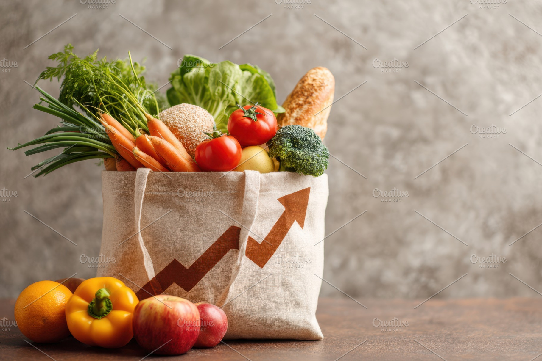 Reusable grocery tote with fresh produce, a Food & Drink Photo by AlyaAnd