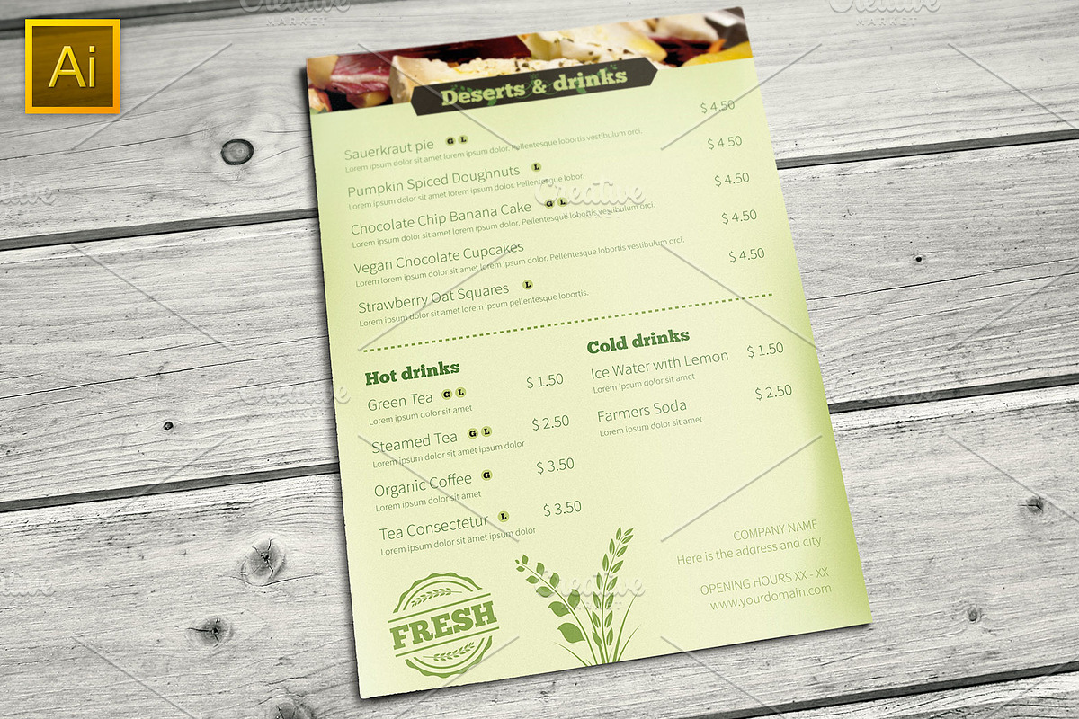 Vegetarian Restaurant Food Menu, a Brochure Template by Mikko Lemola (Photo 3 of 5)