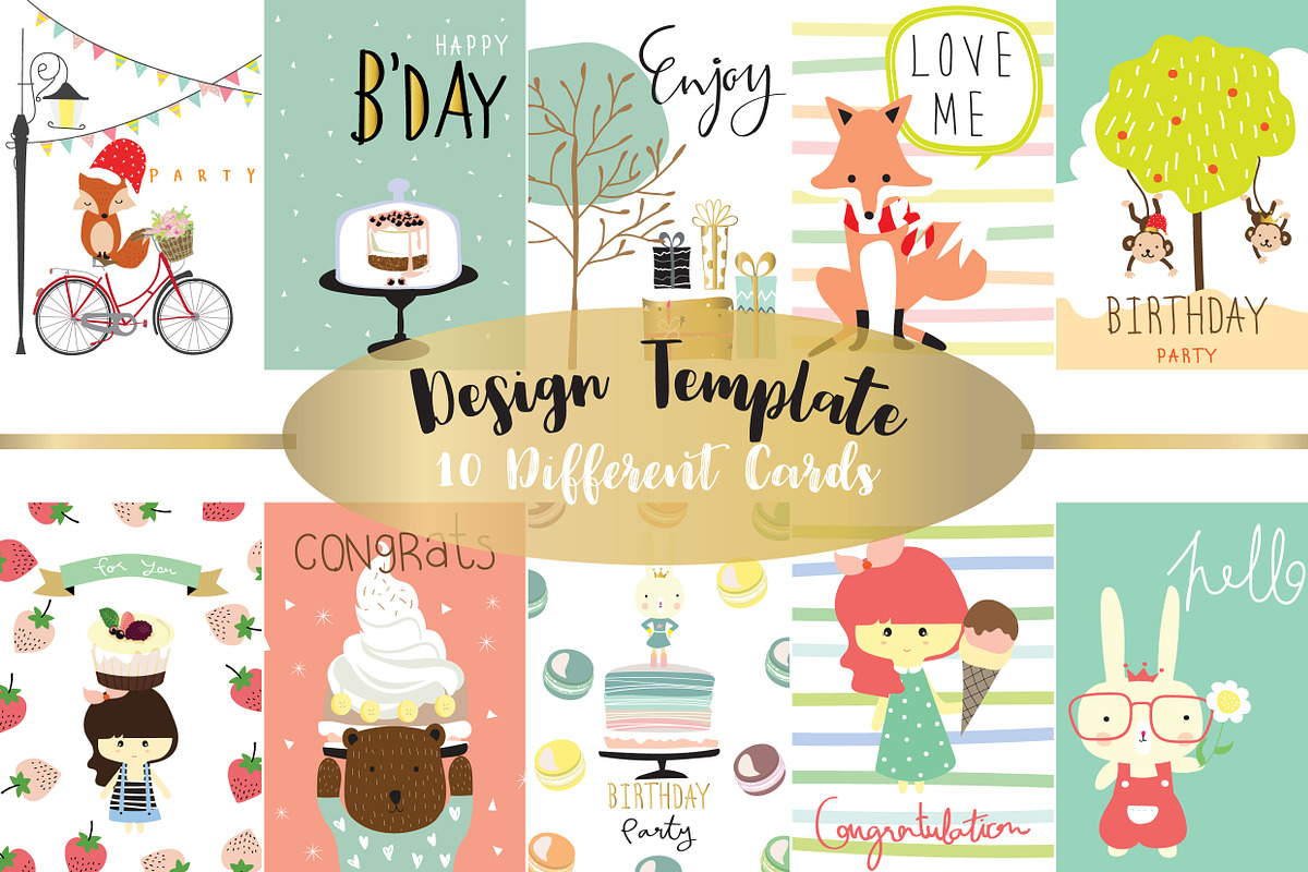 10 cute lovely design animal cards2#, a Card Template by Piixypeach