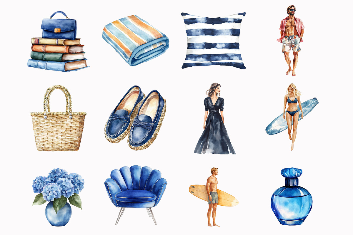 Navy Coastal Girls Clipart, an Illustration by Design Market (Photo 3 of 4)