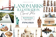 Landmarks Clipart, Pyramids, Travel, an Illustration by BrushstrokeArtGB (Thumbnail 1 of 9)