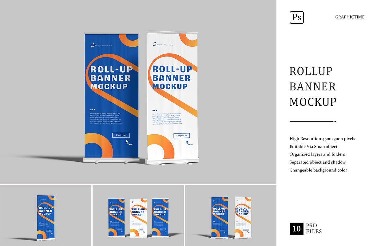 Rollup Banner Mockup, a Print Template by graphictime (Photo 1 of 12)