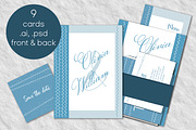 Elegant blue wedding invitation set, an Invitation Template by MariiaVD (Thumbnail 1 of 11)