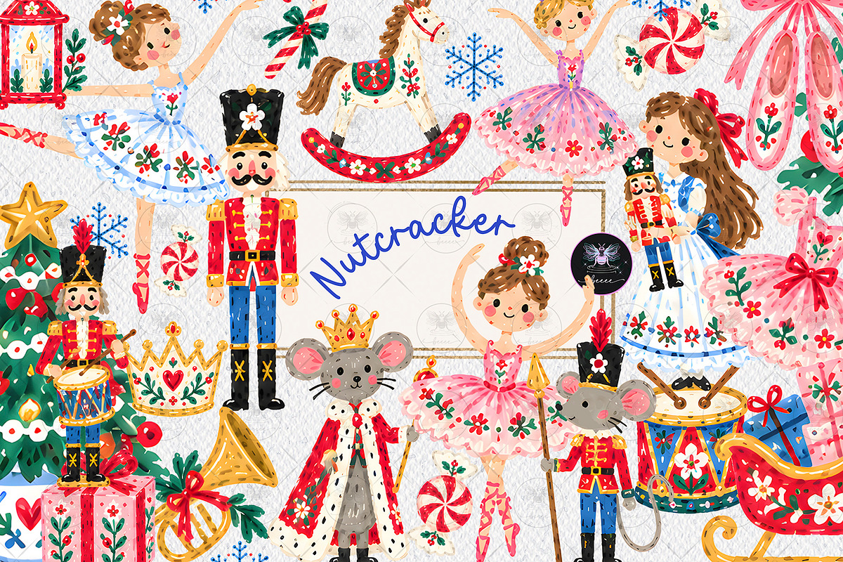 Nutcracker Christmas Clipart, a Decorative Illustration by BigCakeBee (Photo 1 of 3)
